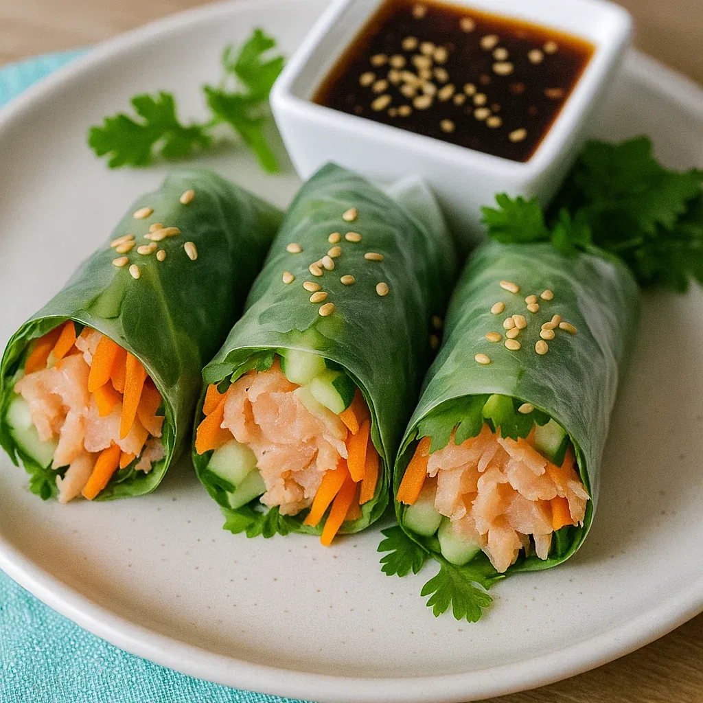 Spinach and Salmon Salad Rolls