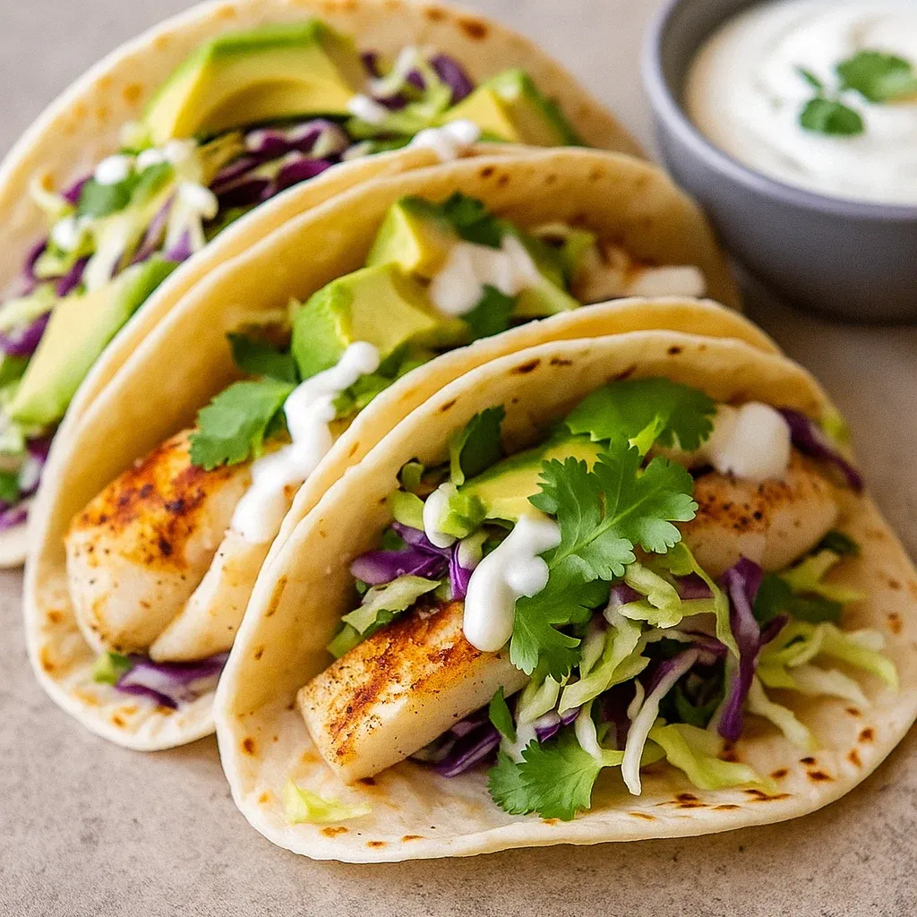 Fish Tacos with Lime Crema