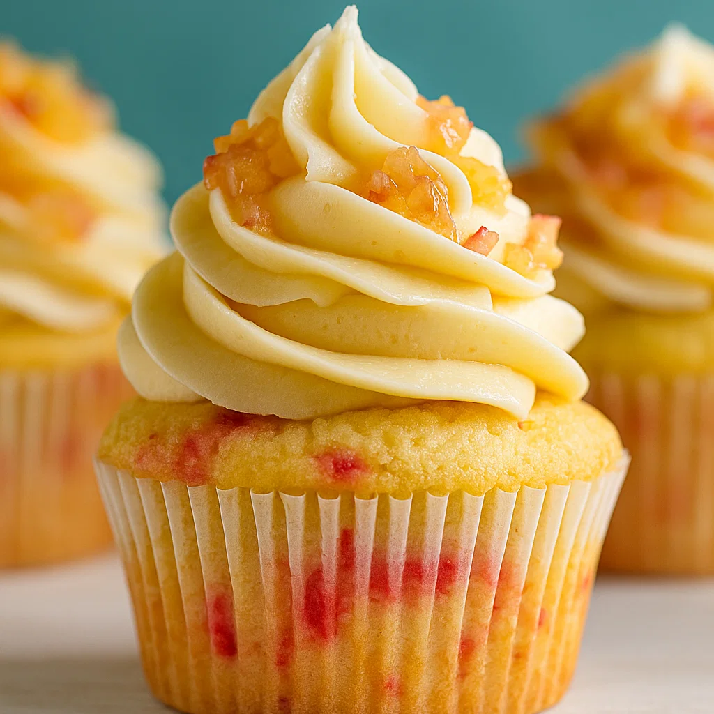 Rhubarb Honey Peach Cupcakes