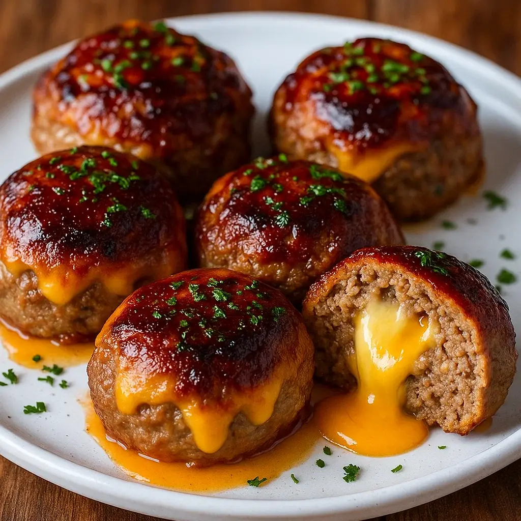 Mini Cheesy Stuffed Meatloaf Bites