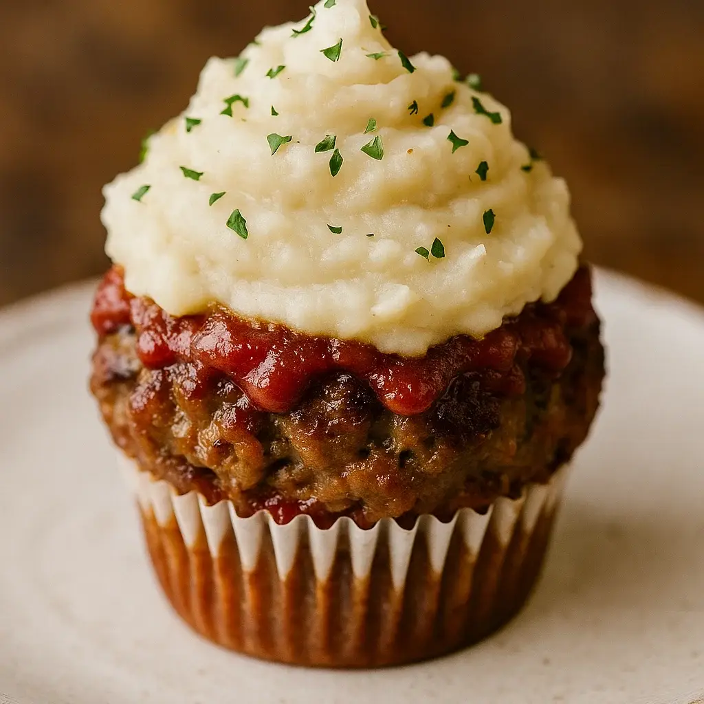Meatloaf Cupcakes with Whipped Potato