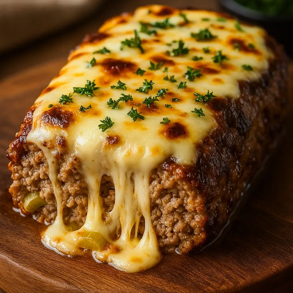 Crockpot French Onion Meatloaf with Swiss Cheese