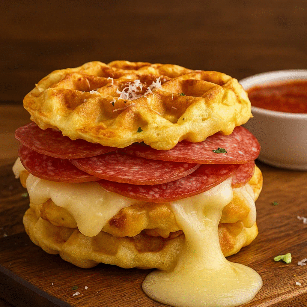 Pizza Stuffed Waffle Bites
