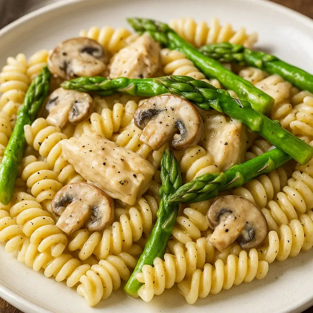 Creamy Mushroom Asparagus Chicken Penne