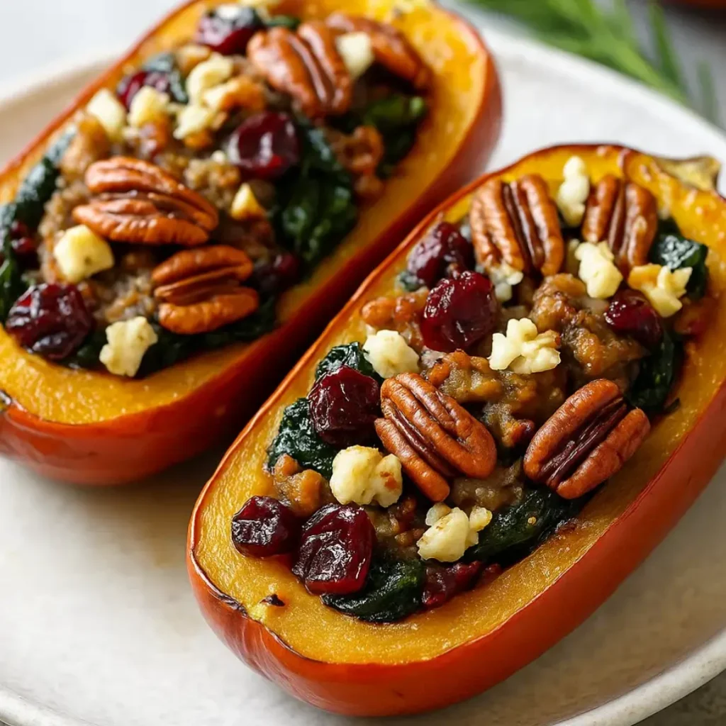 Stuffed Squash with Sausage and Spinach