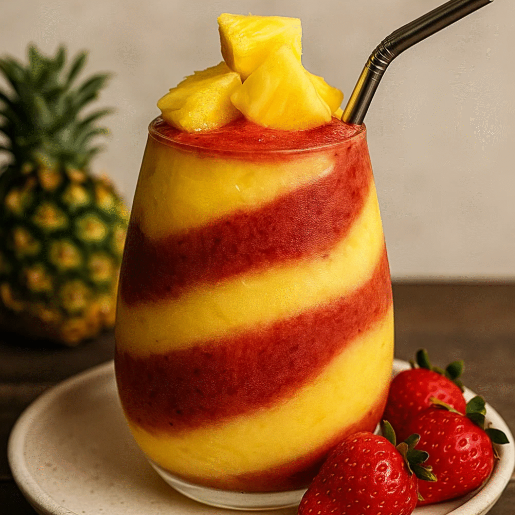 Pineapple Strawberry Swirled Slushies