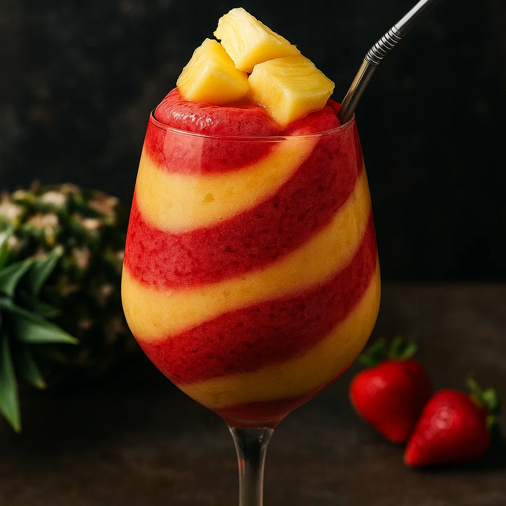 Pineapple Strawberry Swirled Slushies