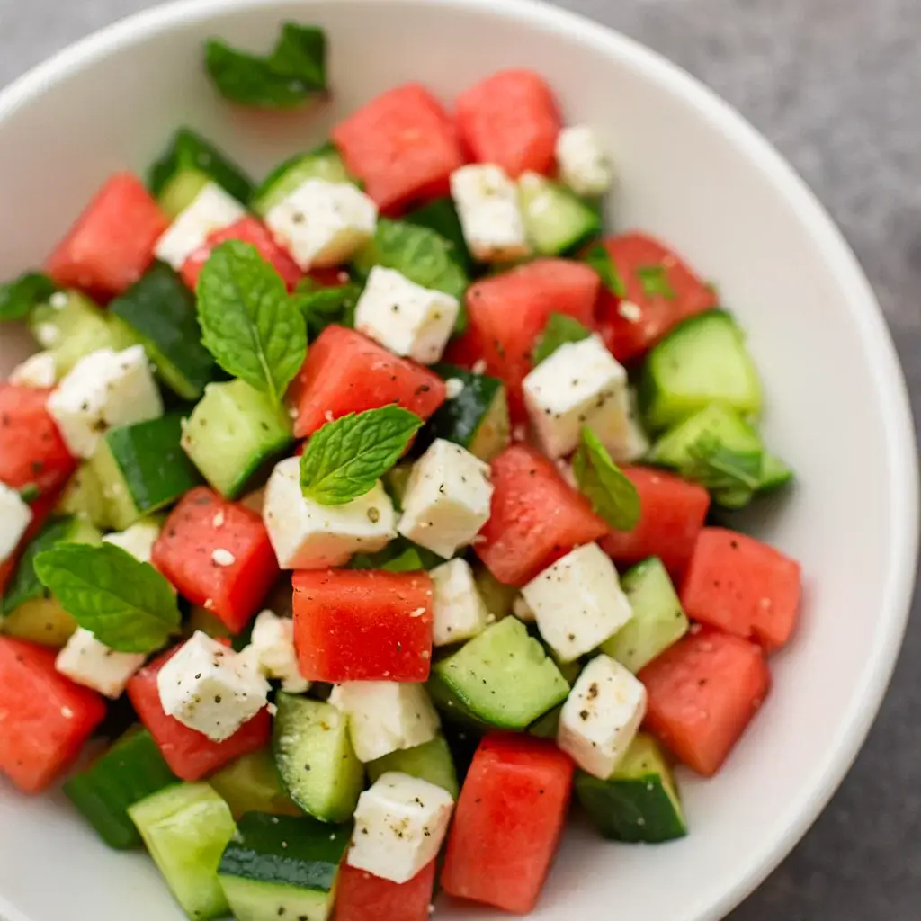 Watermelon Cucumber Feta Salad