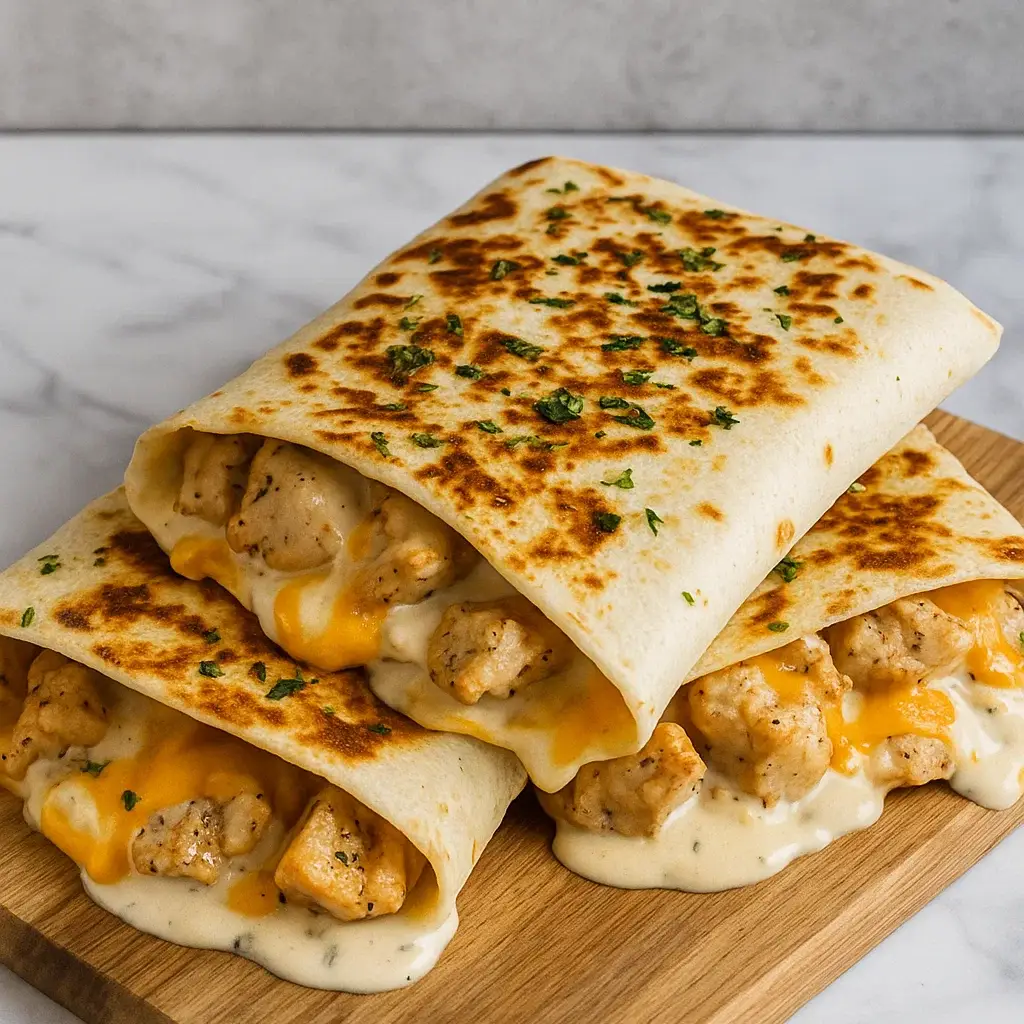 Easy Cheesy Garlic Chicken Wraps