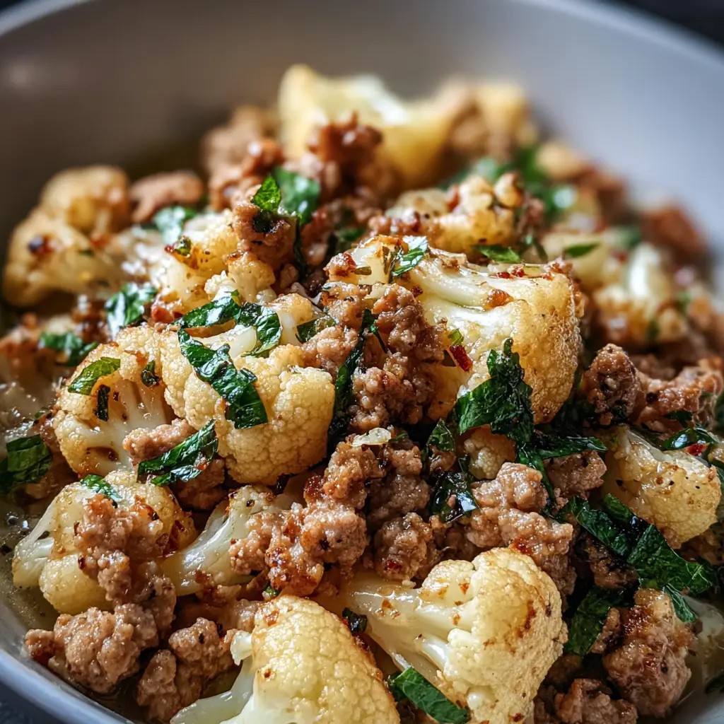 Garlic Butter Ground Turkey with Cauliflower Skillet
