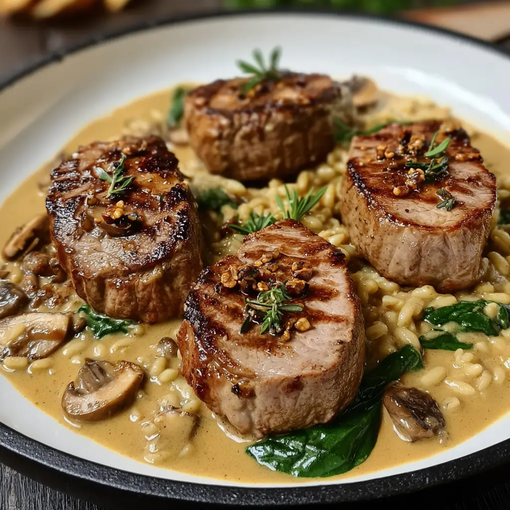Creamy Pork Tenderloin Medallions with Orzo