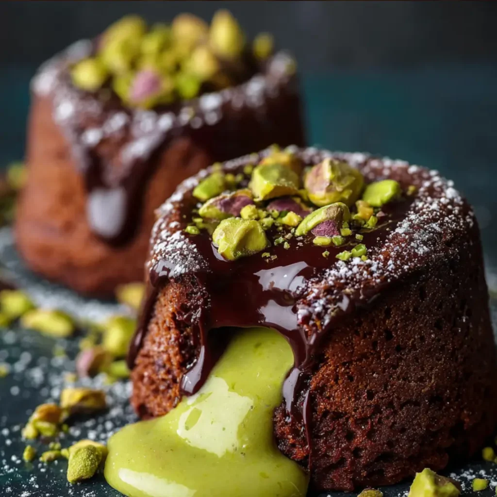 Pistachio Chocolate Lava Cakes