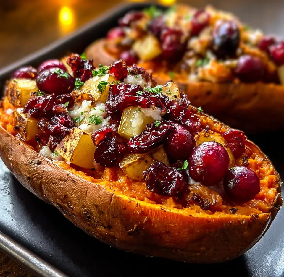 Cranberry Apple Twice Baked Sweet Potatoes