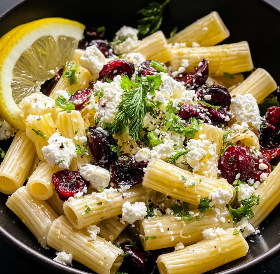 Feta Cranberry Rigatoni Salad Lemon Vinaigrette
