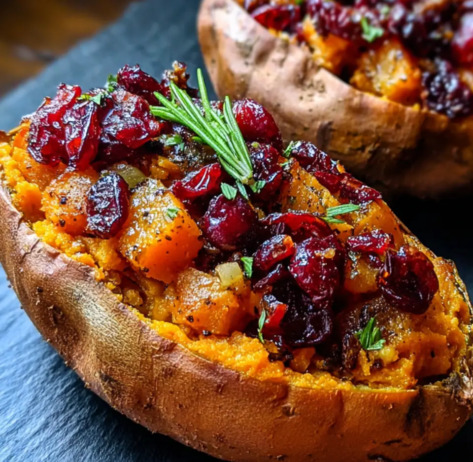 Cranberry Apple Twice Baked Sweet Potatoes