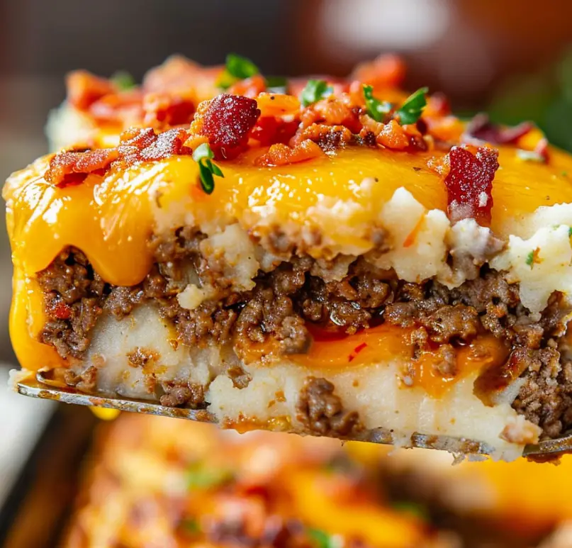 Meatloaf with Mashed Potatoes and Cheese