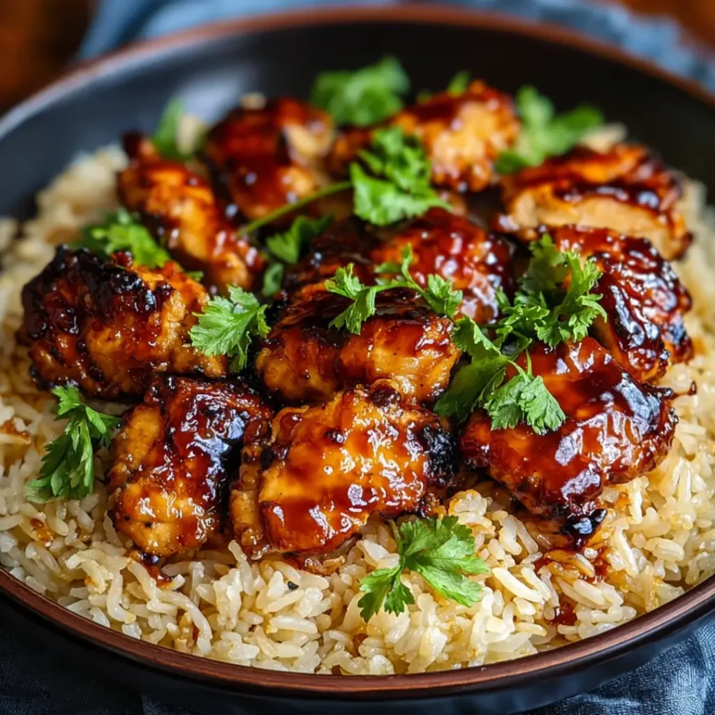 one pan honey BBQ chicken rice