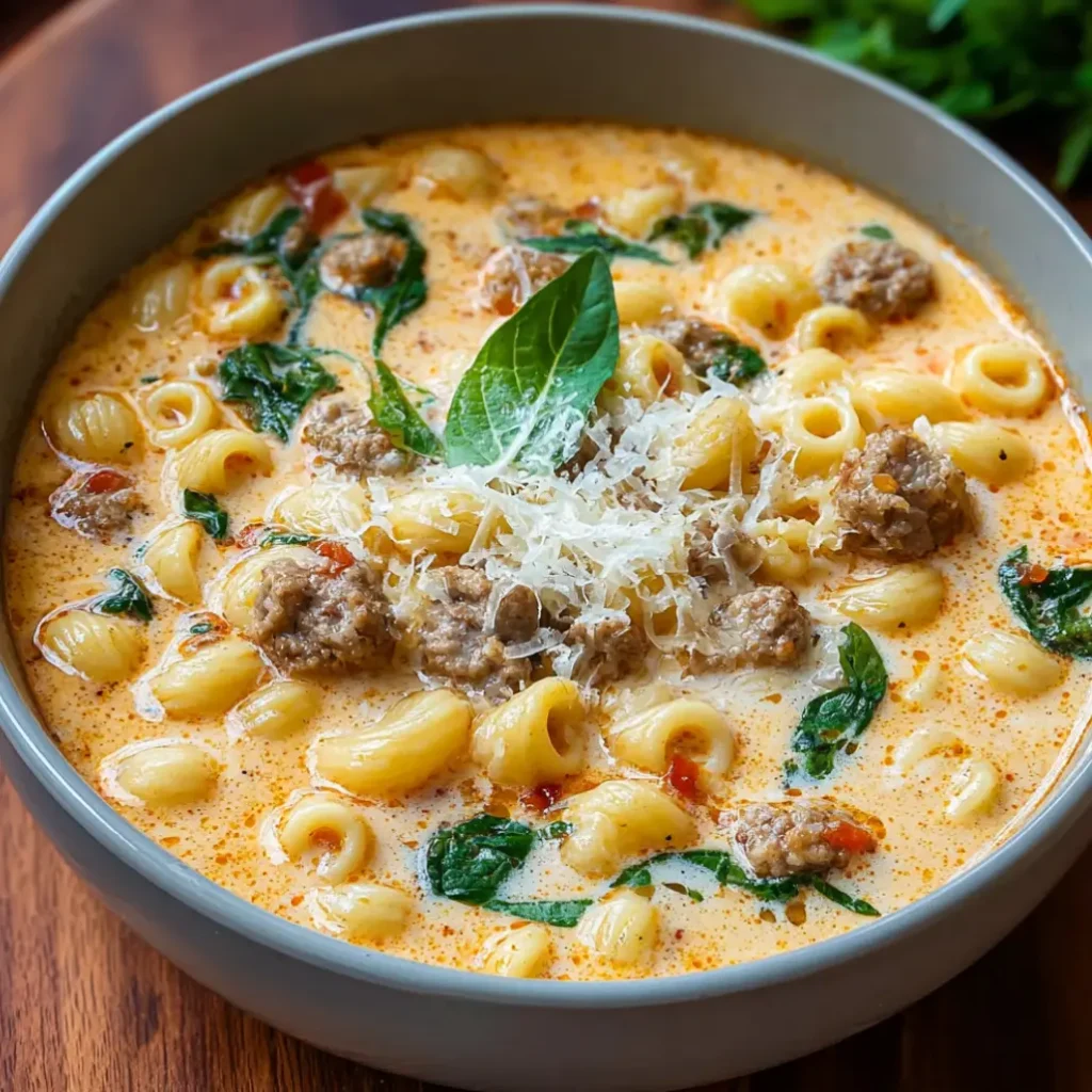 creamy parmesan italian sausage ditalini soup