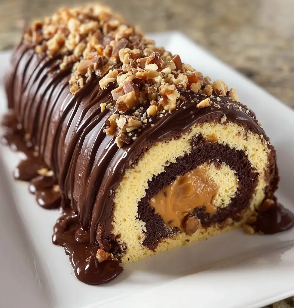 Chocolate-Covered Peanut Butter Roll Cake