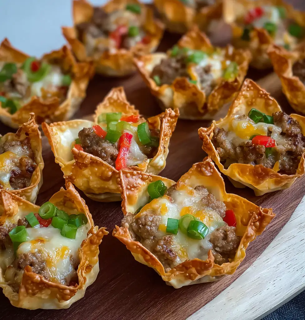 Cheesy Sausage Wonton Cups