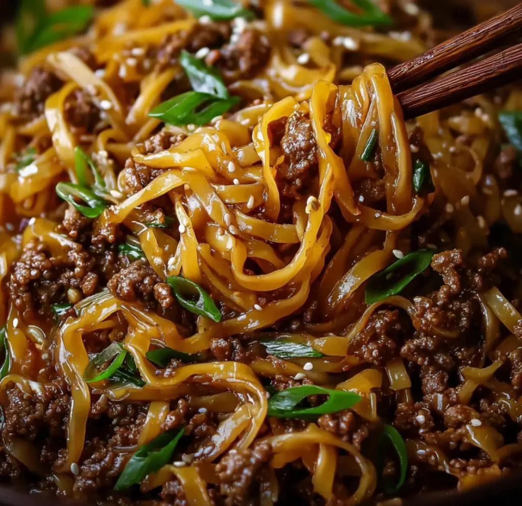 Mongolian Ground Beef Noodles
