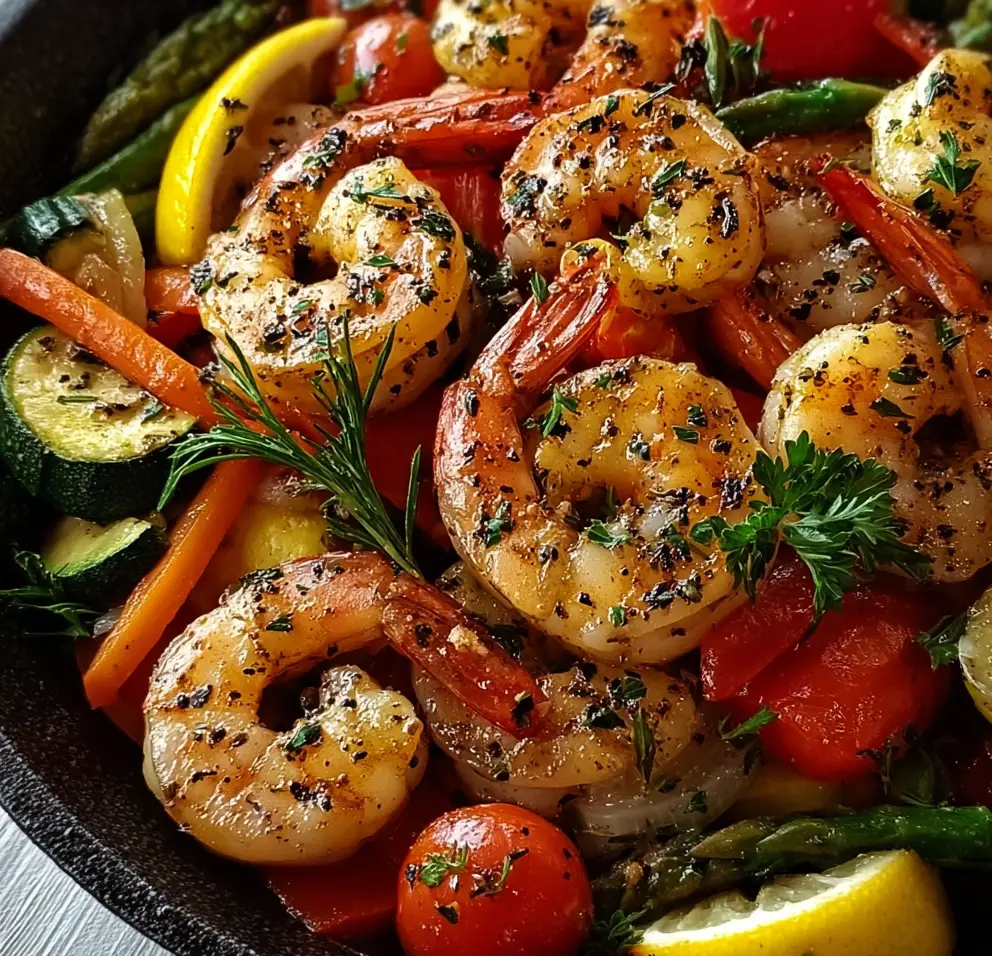 Lemon Herb Shrimp and Veggie Skillet