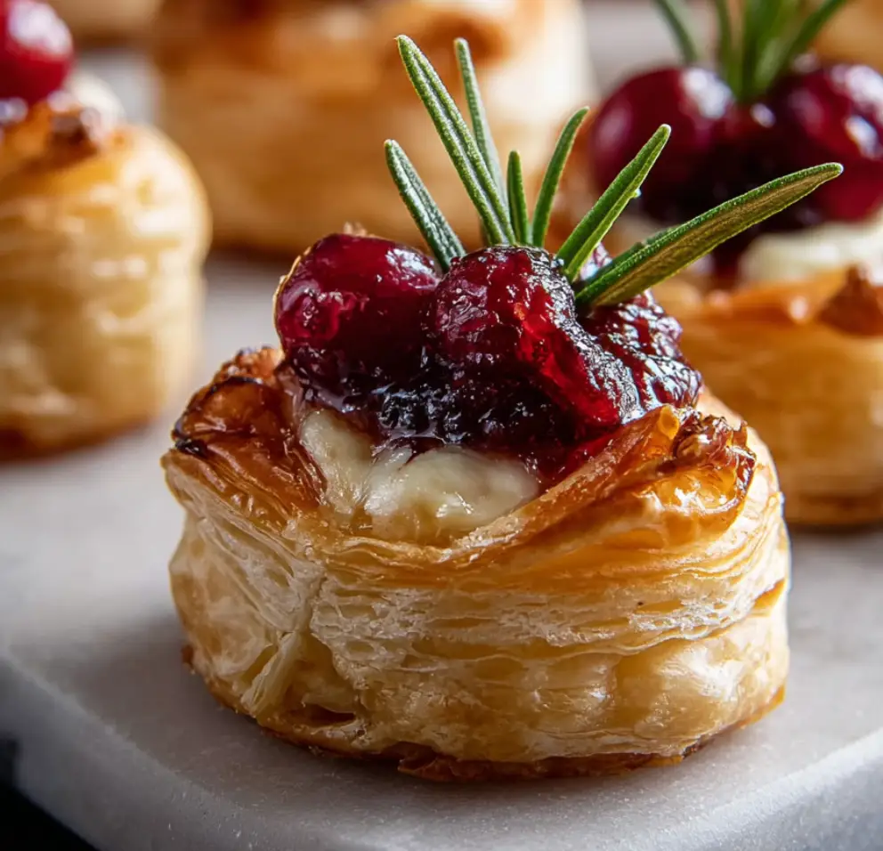 Mini Cranberry-Brie Bites with Puff Pastry