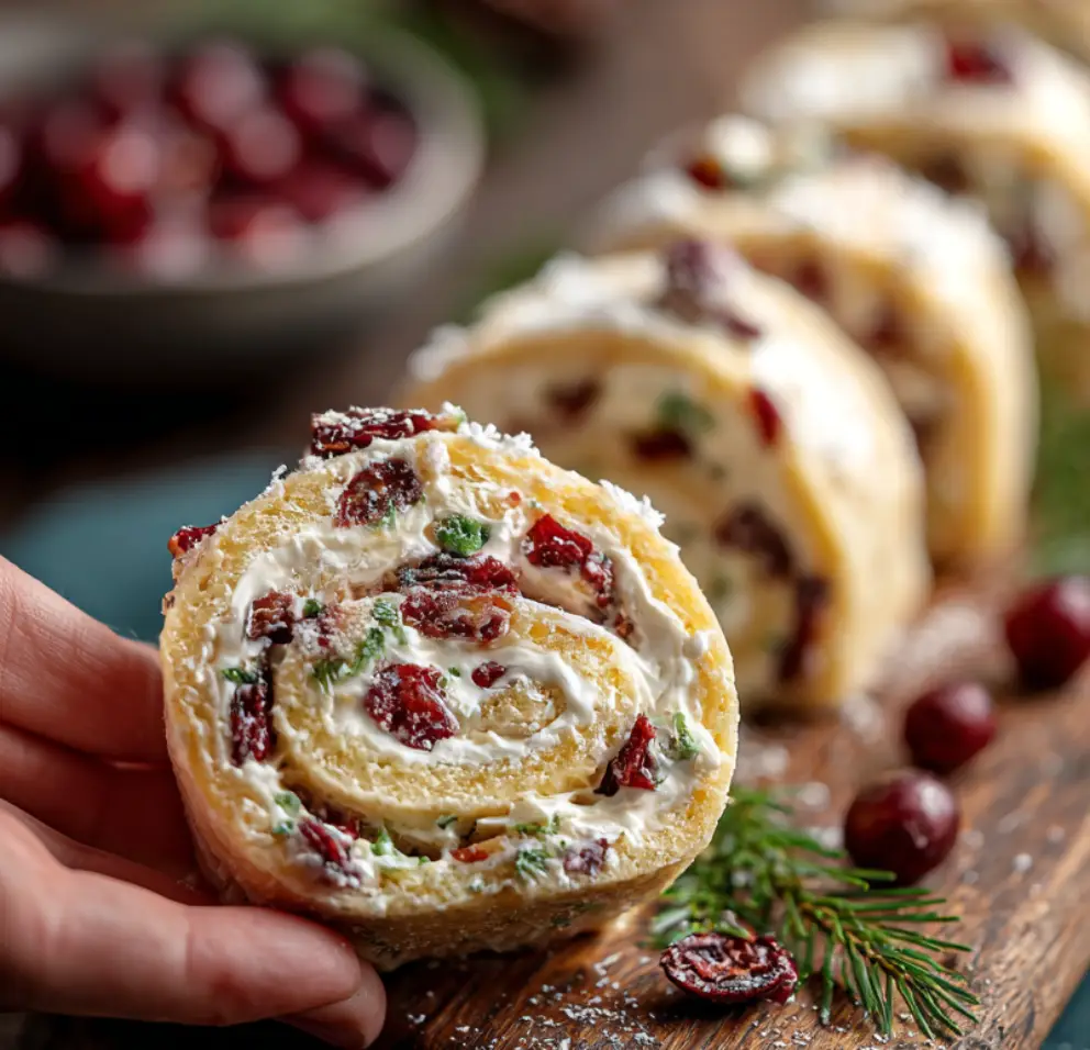 Savory Christmas Cranberry Roll-Ups