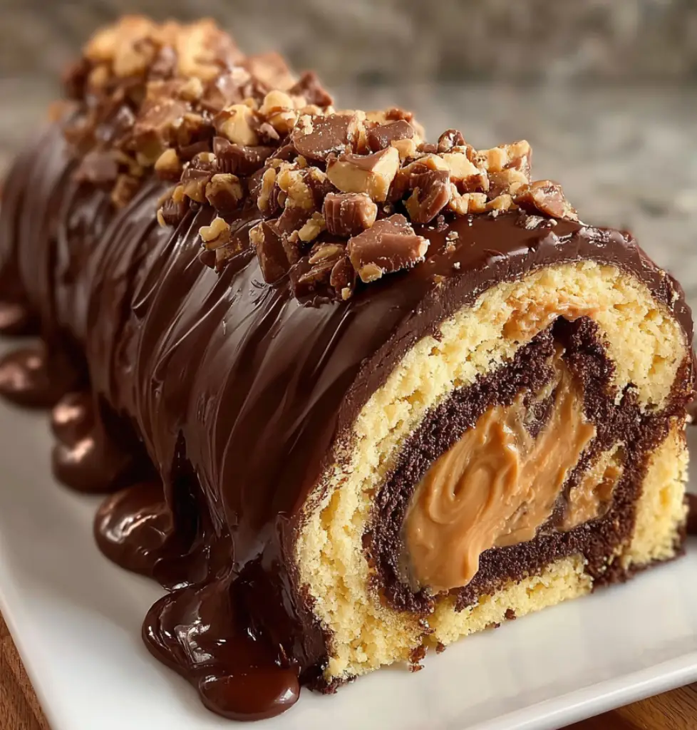 Chocolate-Covered Peanut Butter Roll Cake