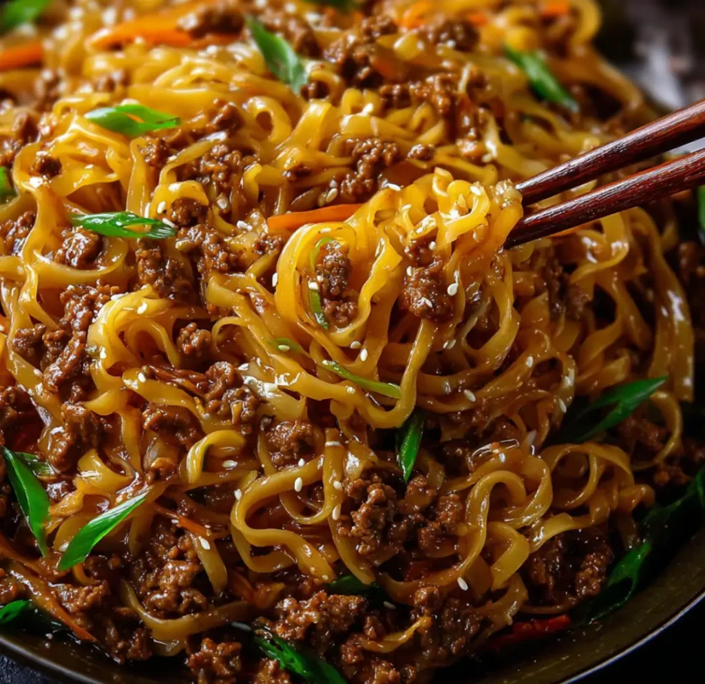 Mongolian Ground Beef Noodles