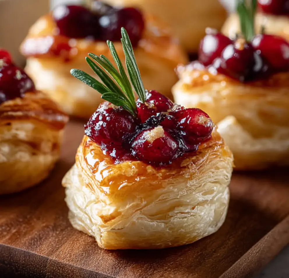 Mini Cranberry-Brie Bites with Puff Pastry