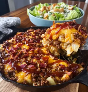 BBQ Cheeseburger Potato Skillet