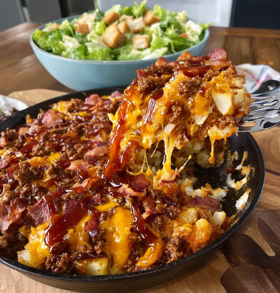 BBQ Cheeseburger Potato Skillet